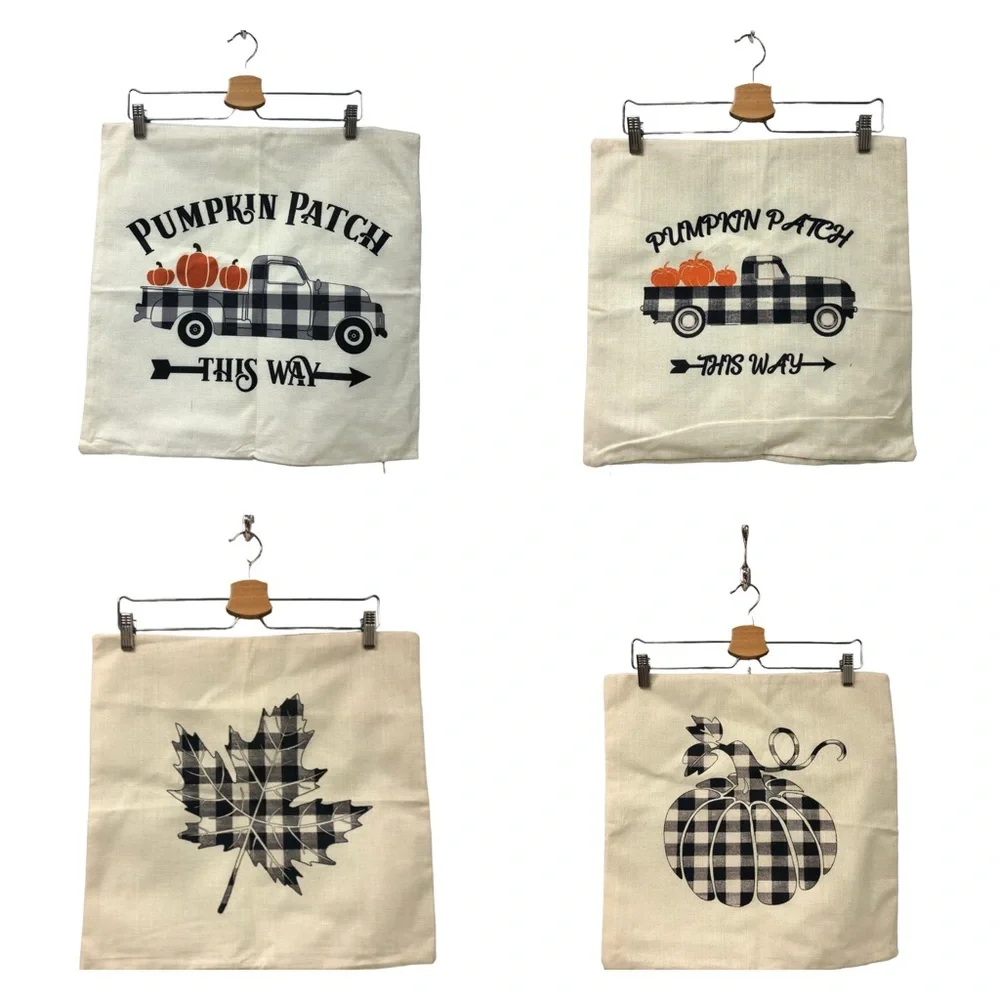 Set of 4 FALL theme checkered print 16
